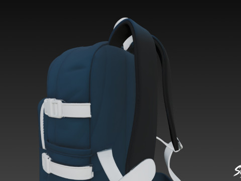 Lacivert Tokalı Sırt Çantası 3D Model