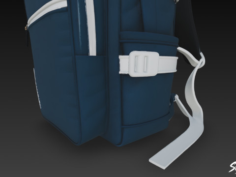 Lacivert Tokalı Sırt Çantası 3D Model