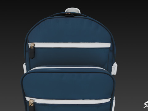 Lacivert Tokalı Sırt Çantası 3D Model