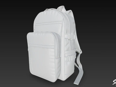 Navy Buckle Backpack 3D Model