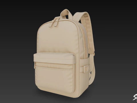 Taupe Casual Backpack 3D Model