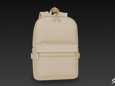 Taupe Casual Backpack 3D Model