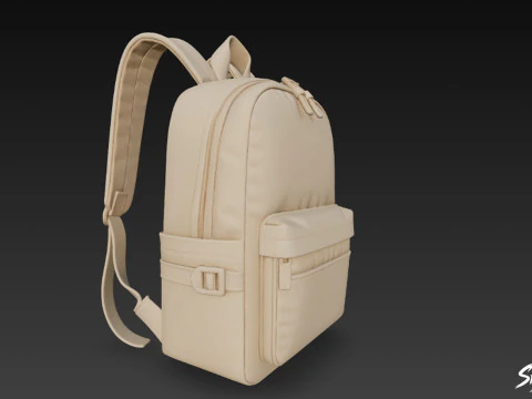Taupe Casual Backpack 3D Model