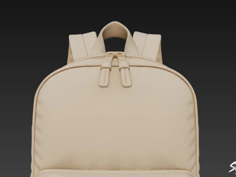 Taupe Casual Backpack 3D Model