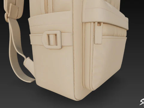 Taupe Casual Backpack 3D Model