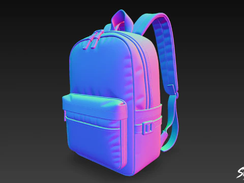 Taupe Casual Backpack 3D Model