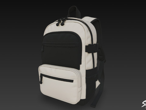 两色网状口袋背包 3D 模型