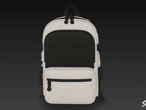 两色网状口袋背包 3D 模型