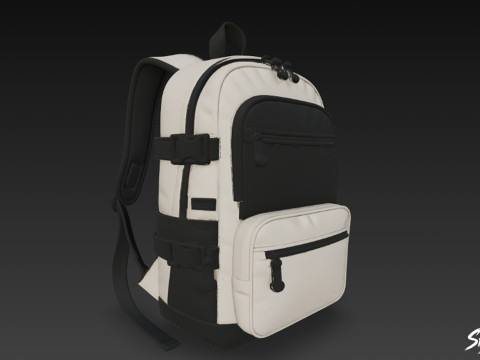 两色网状口袋背包 3D 模型