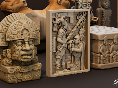 Набір статуй цивілізації майя 3D Модель