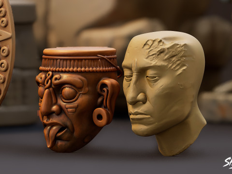Набір статуй цивілізації майя 3D Модель