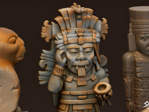 Набір статуй цивілізації майя 3D Модель