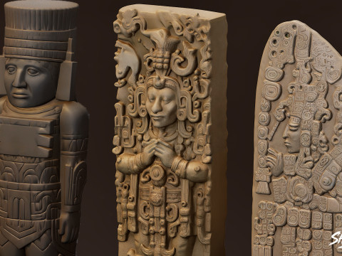 Набір статуй цивілізації майя 3D Модель