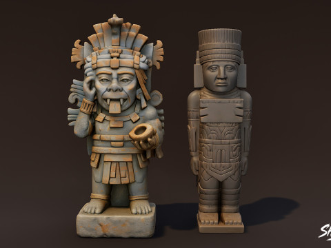 Набір статуй цивілізації майя 3D Модель