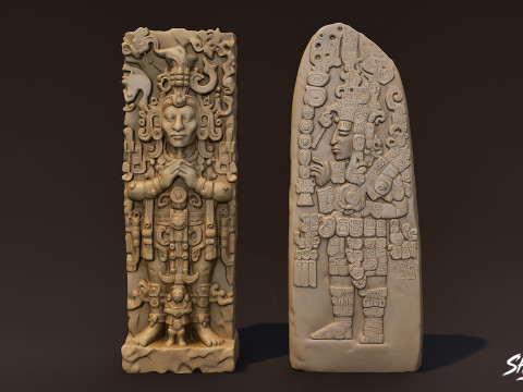 Набір статуй цивілізації майя 3D Модель