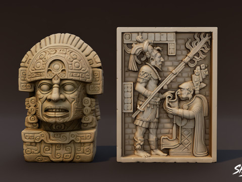 Набір статуй цивілізації майя 3D Модель