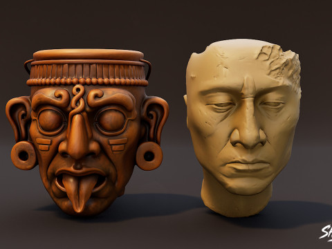 Набір статуй цивілізації майя 3D Модель