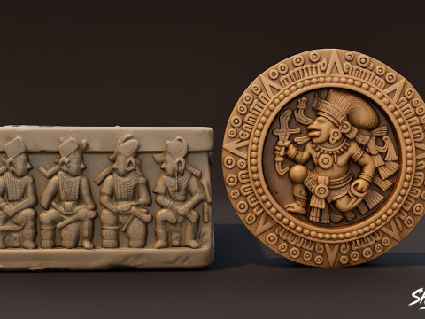 Набір статуй цивілізації майя 3D Модель