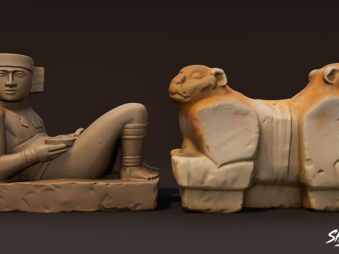 Набір статуй цивілізації майя 3D Модель