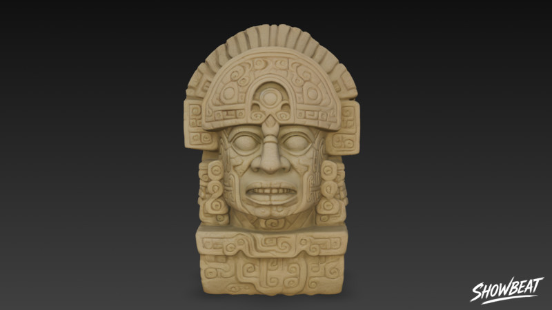 Cabeça de pedra asteca de Quetzalcoatl Modelo 3D .c4d .max .obj .3ds .fbx .stl .blend 