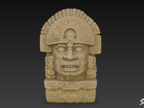 Testa di pietra azteca di Quetzalcoatl Modello 3D