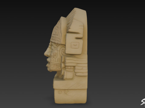Cabeça de pedra asteca de Quetzalcoatl Modelo 3D