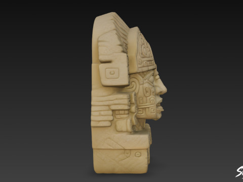 Cabeça de pedra asteca de Quetzalcoatl Modelo 3D