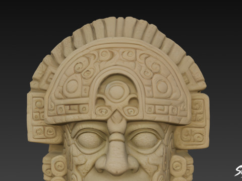 Cabeça de pedra asteca de Quetzalcoatl Modelo 3D