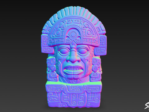 Cabeça de pedra asteca de Quetzalcoatl Modelo 3D