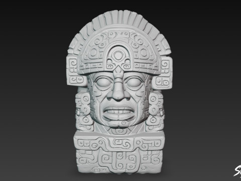 Cabeça de pedra asteca de Quetzalcoatl Modelo 3D