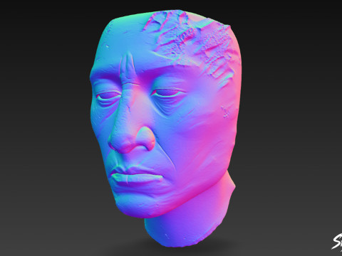 Stucco Head of Palenque 3D Model