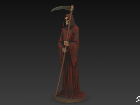 Pose Klasik Patung Grim Reaper Model 3D