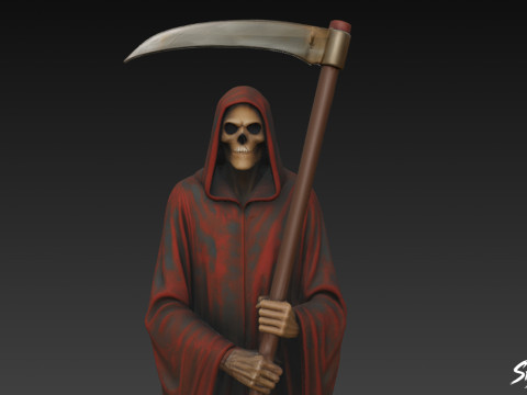 Pose Klasik Patung Grim Reaper Model 3D