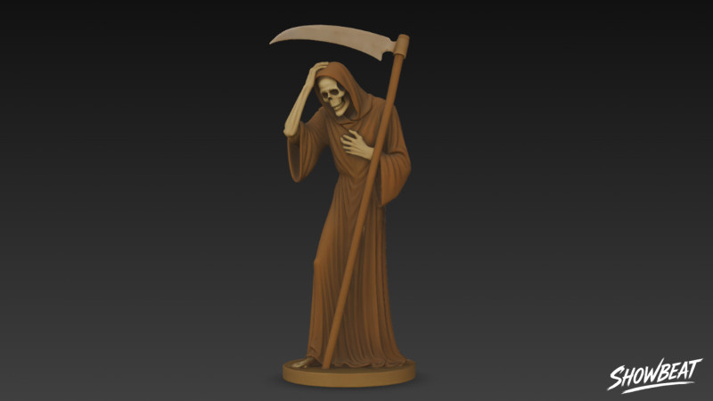 Pose de désespoir de la statue de la Faucheuse Modèle 3D .c4d .max .obj .3ds .fbx .stl .blend
