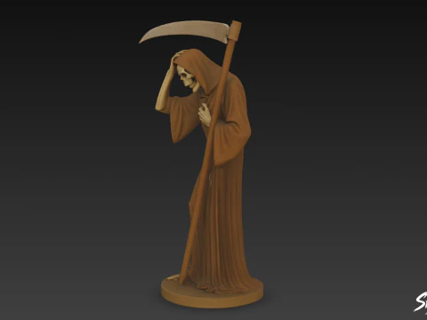 Grim Reaper Statue Despair Pose 3D Model