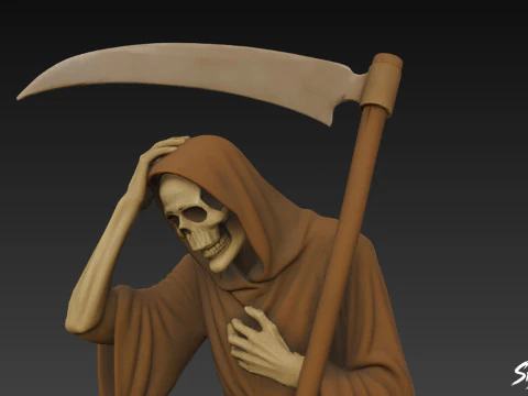 Grim Reaper Statue Despair Pose 3D Model