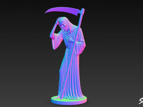 Grim Reaper Statue Despair Pose 3D Model