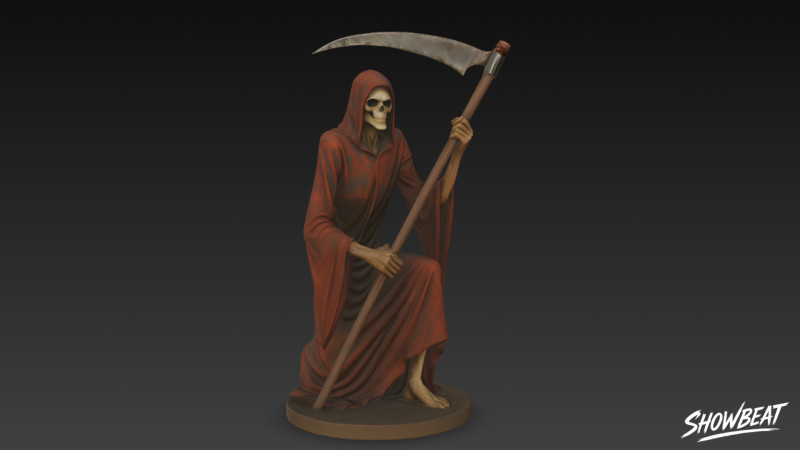 저승사자 동상 무릎을 꿇고 포즈 3D 모델 .c4d .max .obj .3ds .fbx .stl .blend