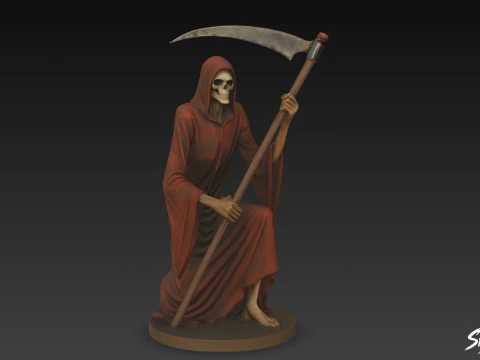 Pose de ajoelhamento da est&aacute;tua do Ceifador Modelo 3D