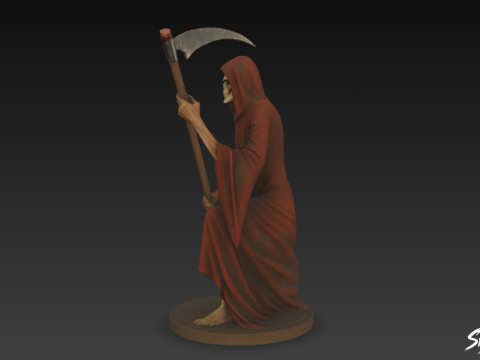 저승사자 동상 무릎을 꿇고 포즈 3D 모델