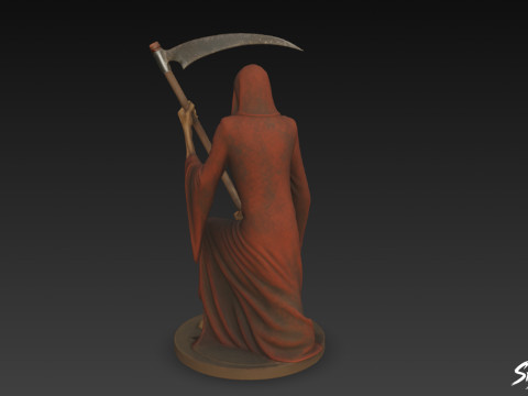 저승사자 동상 무릎을 꿇고 포즈 3D 모델