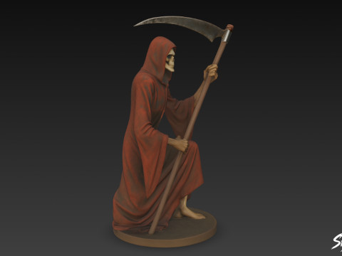 저승사자 동상 무릎을 꿇고 포즈 3D 모델