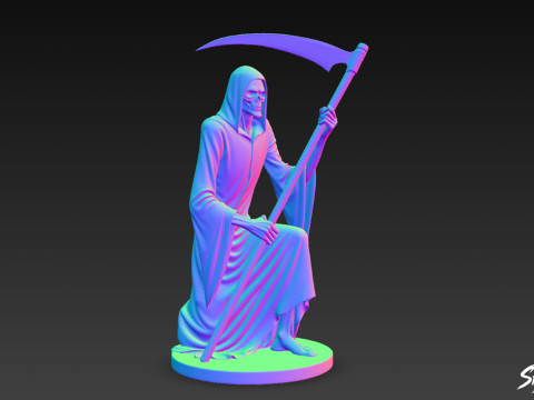 저승사자 동상 무릎을 꿇고 포즈 3D 모델