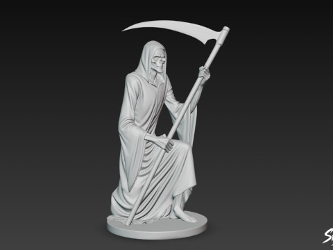 저승사자 동상 무릎을 꿇고 포즈 3D 모델