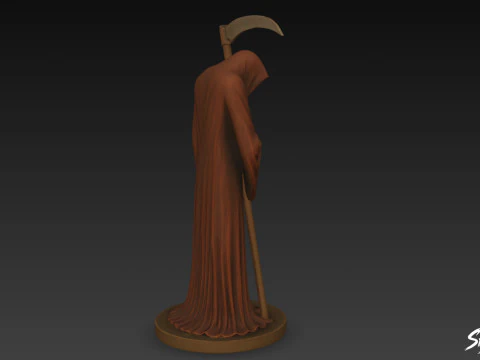 Grim Reaper Statue Mourning Pose 3D Model