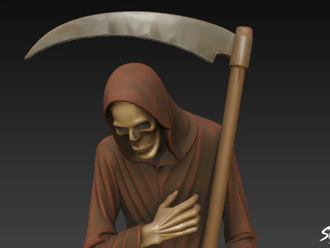 Grim Reaper Statue Respect Pose 3D Model