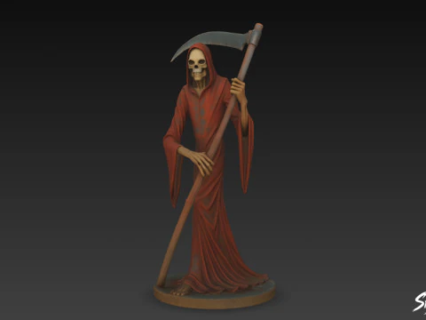 Grim Reaper Statue Standing Pose 3D Model