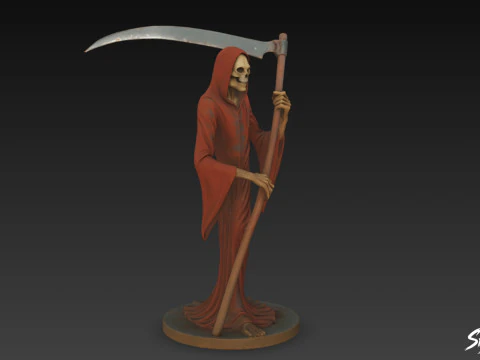 Grim Reaper Statue Standing Pose 3D Model