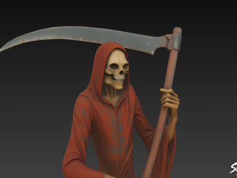 Grim Reaper Statue Standing Pose 3D Model