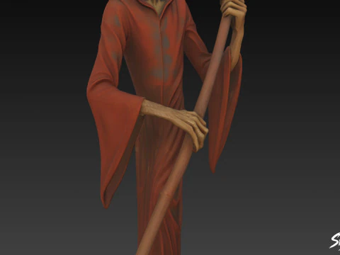Grim Reaper Statue Standing Pose 3D Model